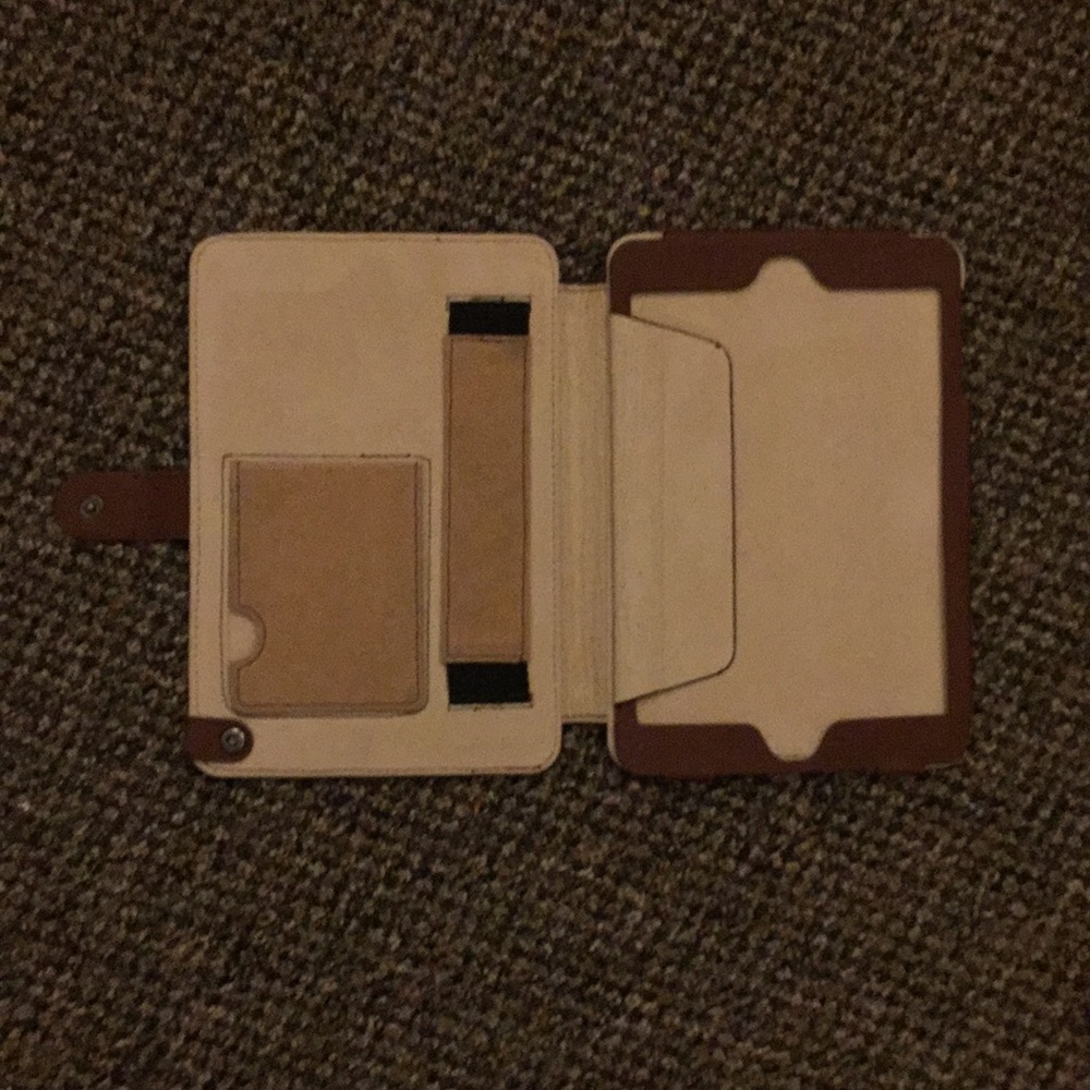 Brown IPad case for IPad 1, 2, 3, and 4.